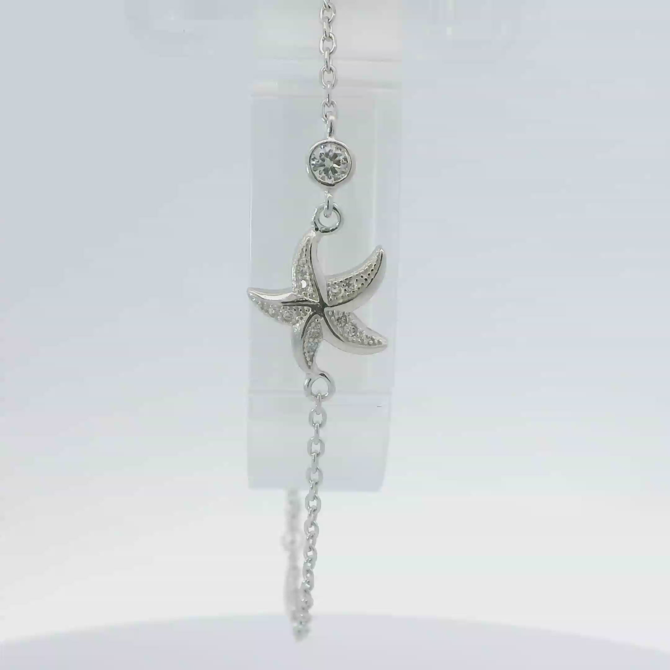 CUBIC ZIRCONIA STERLING SILVER BRACELET (STARFISH)