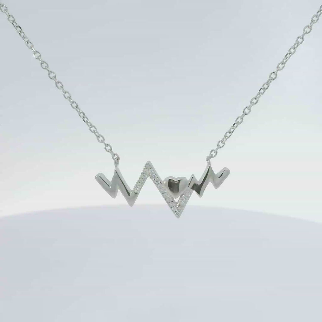 Sterling silver cubic zirconia necklace (Heartbeat)