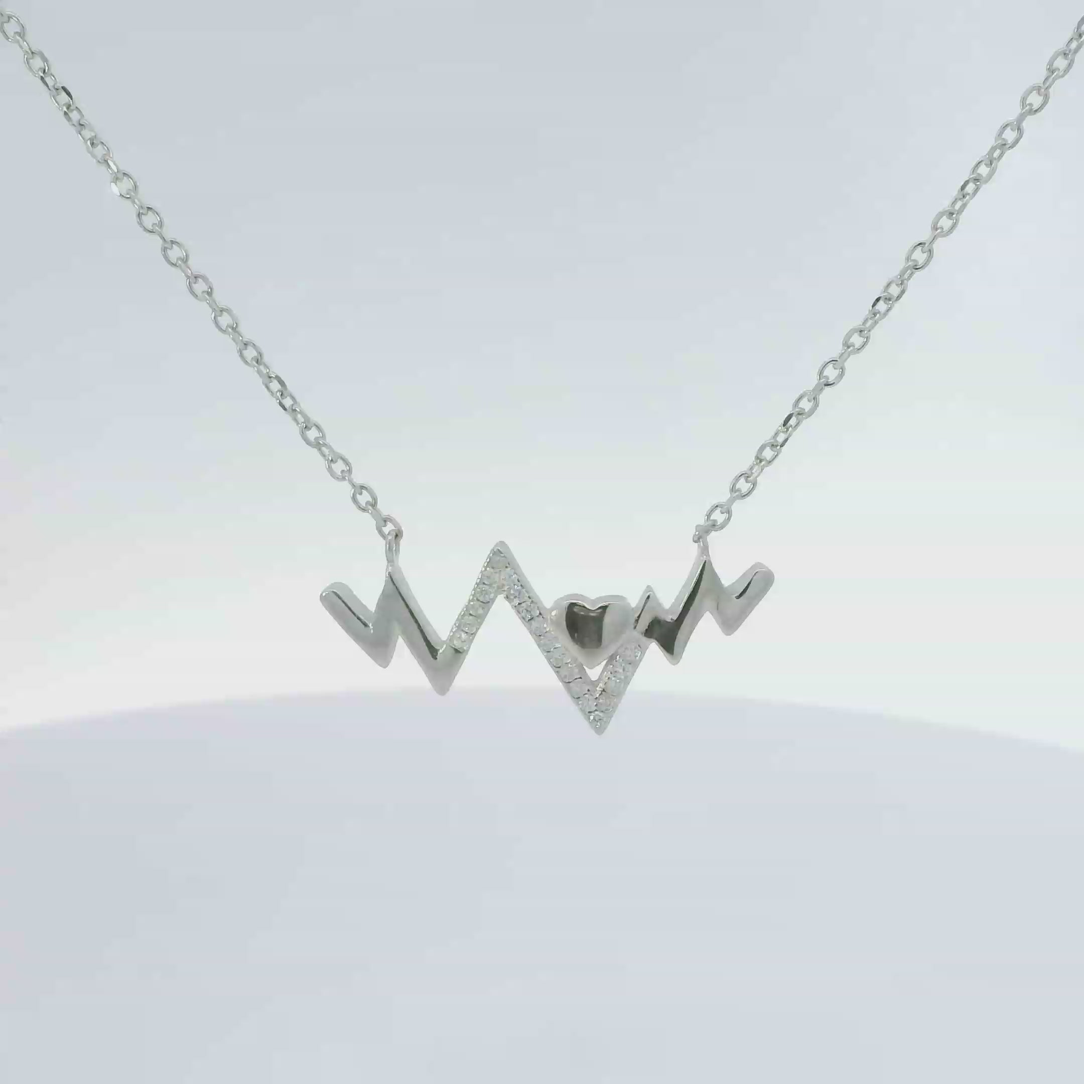 Sterling silver cubic zirconia necklace (Heartbeat)