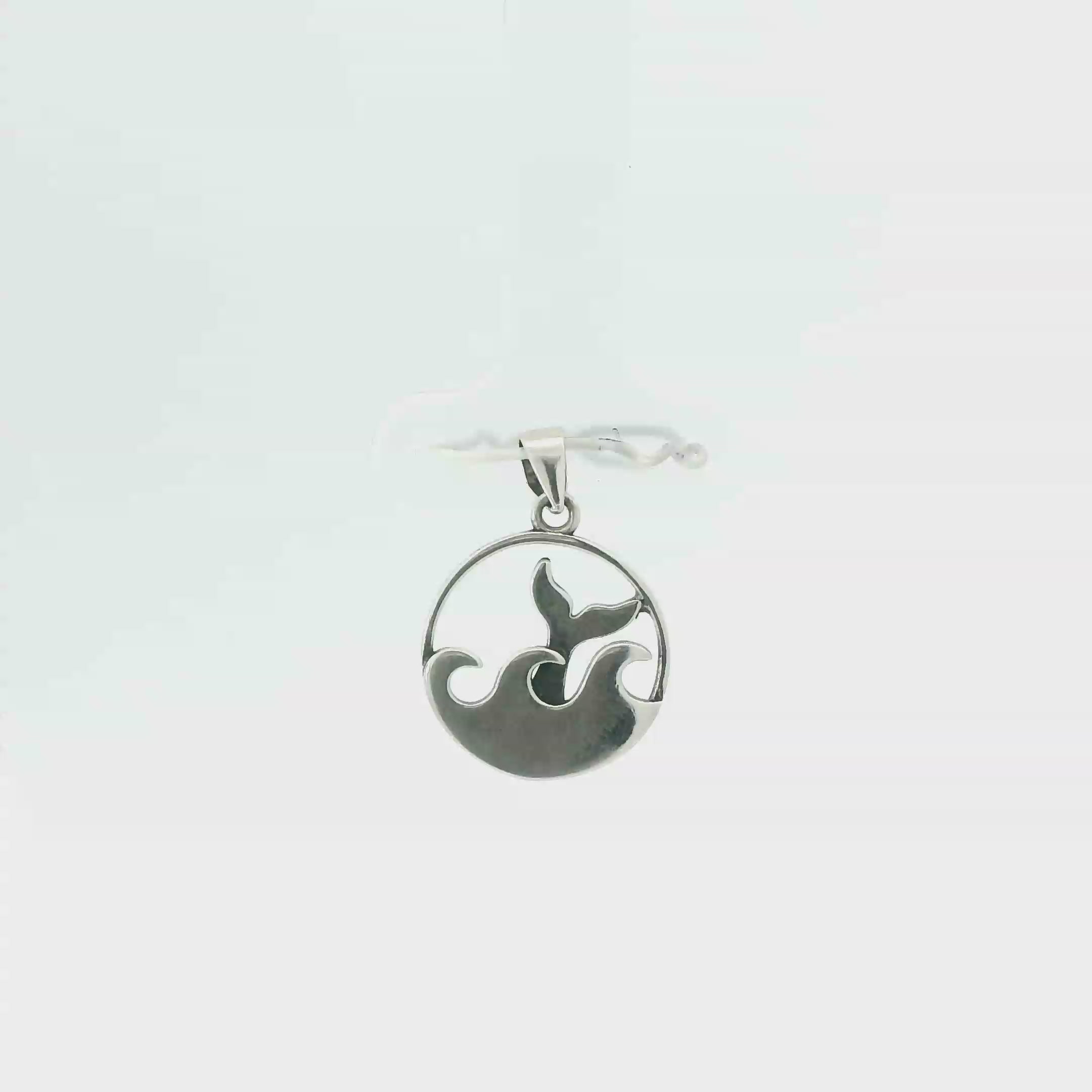 WHALE TAIL WITH WAVE STERLING SILVER PENDANT