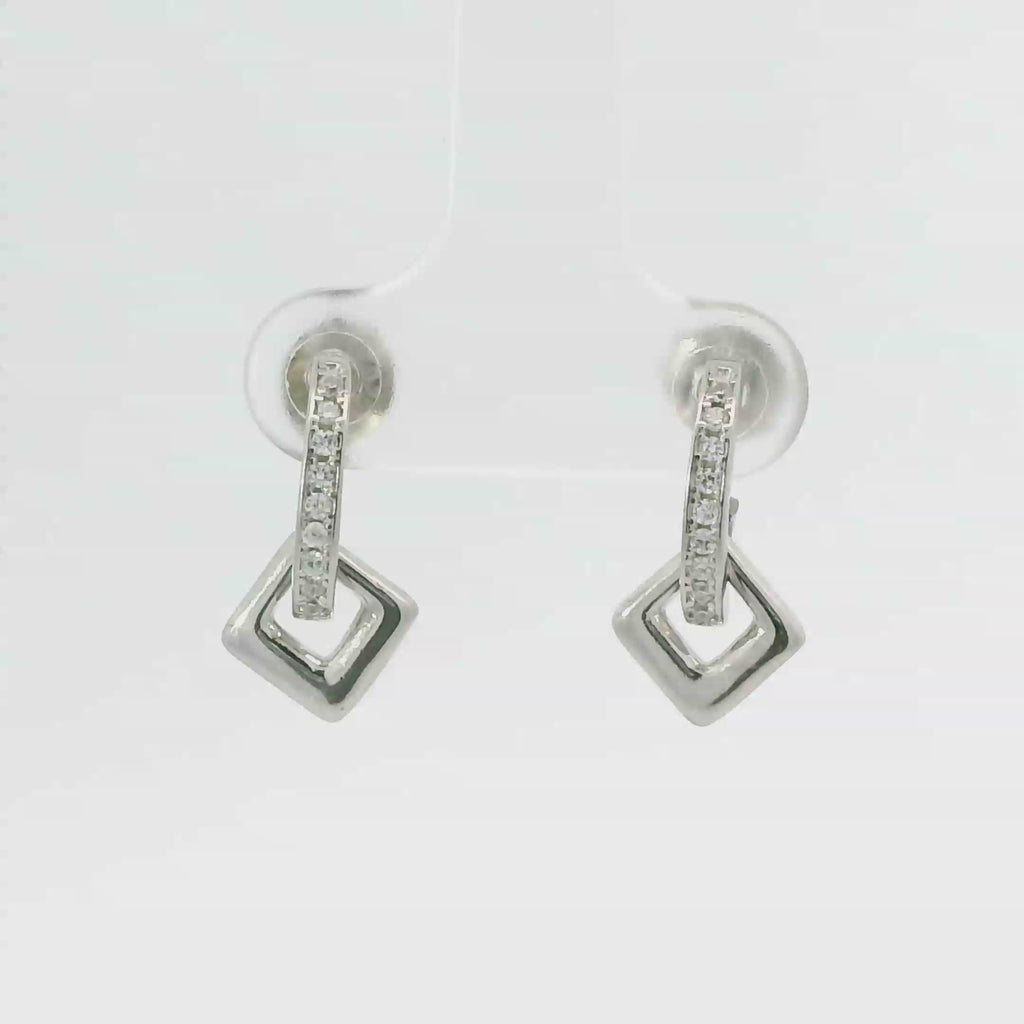 WHITE CUBIC ZIRCONIA STERLING SILVER EARRINGS (HOOP)