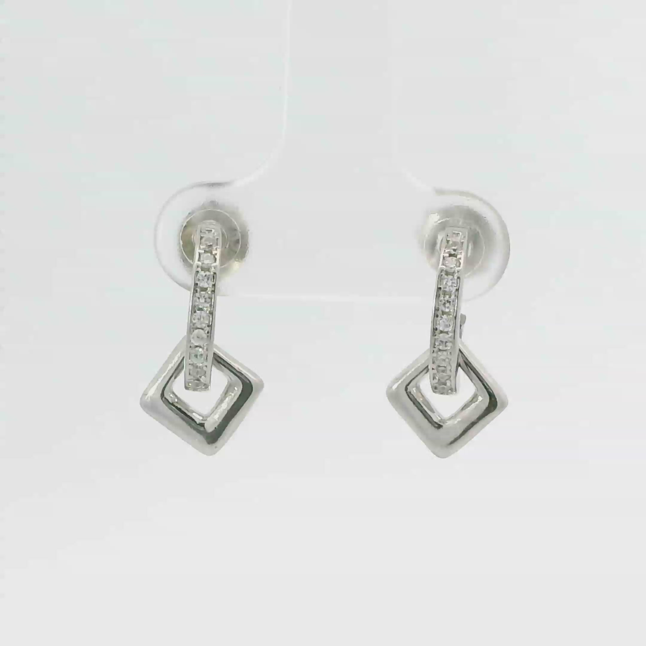 WHITE CUBIC ZIRCONIA STERLING SILVER EARRINGS (HOOP)