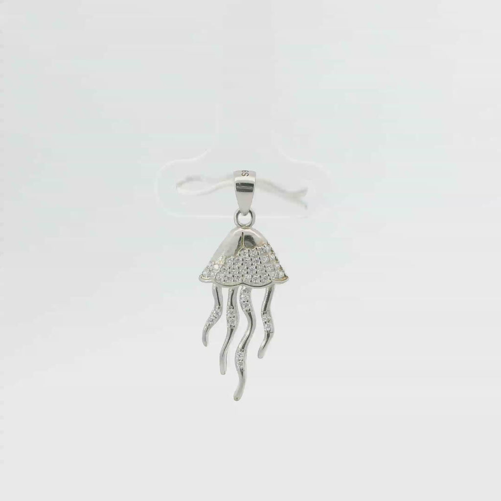 WHITE CUBIC ZIRCONIA STERLING SILVER PENDANT (JELLYFISH)