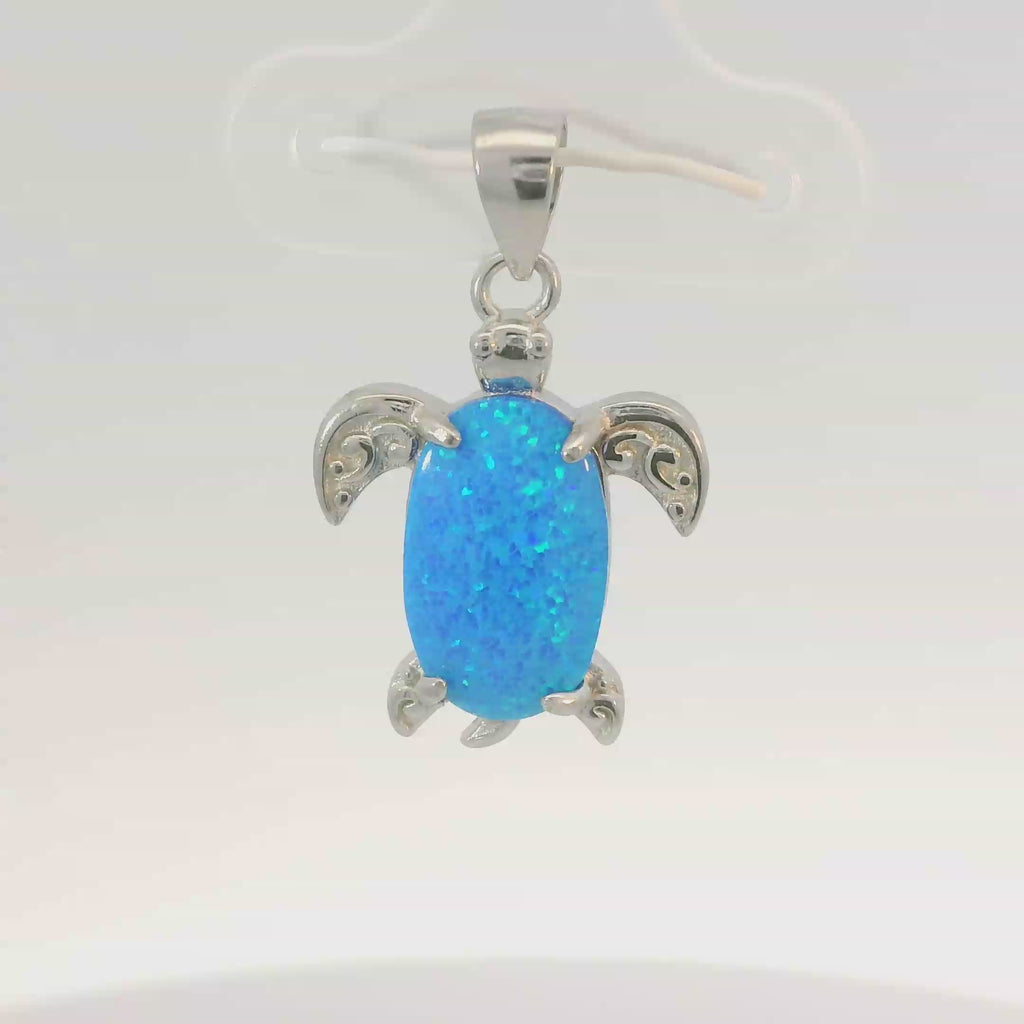 BLUE LAB OPAL STERLING SILVER PENDANT (TURTLE)