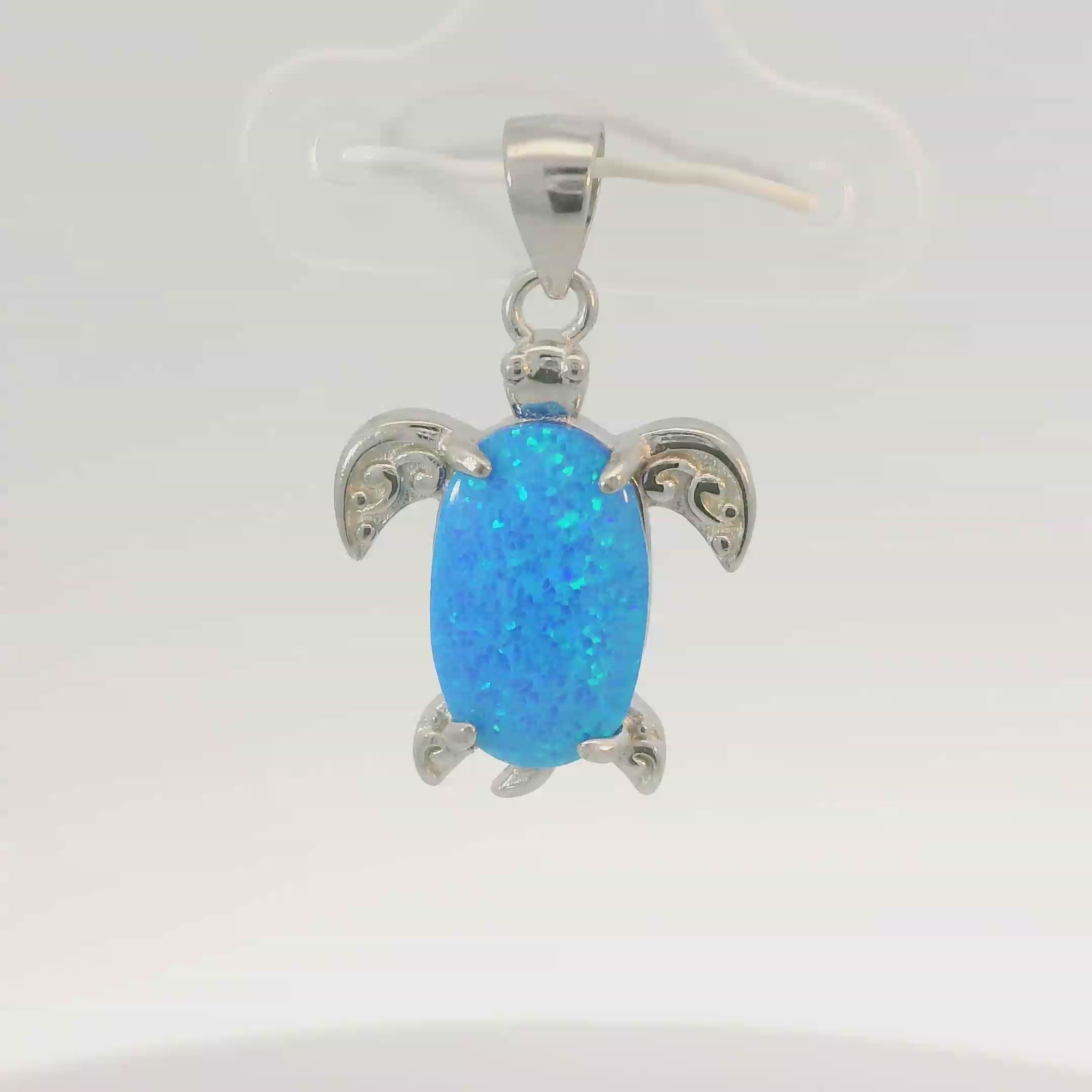 BLUE LAB OPAL STERLING SILVER PENDANT (TURTLE)