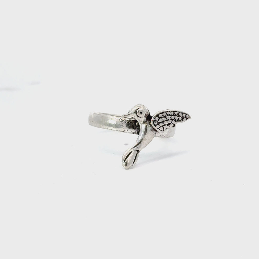 Sterling silver hummingbird ring