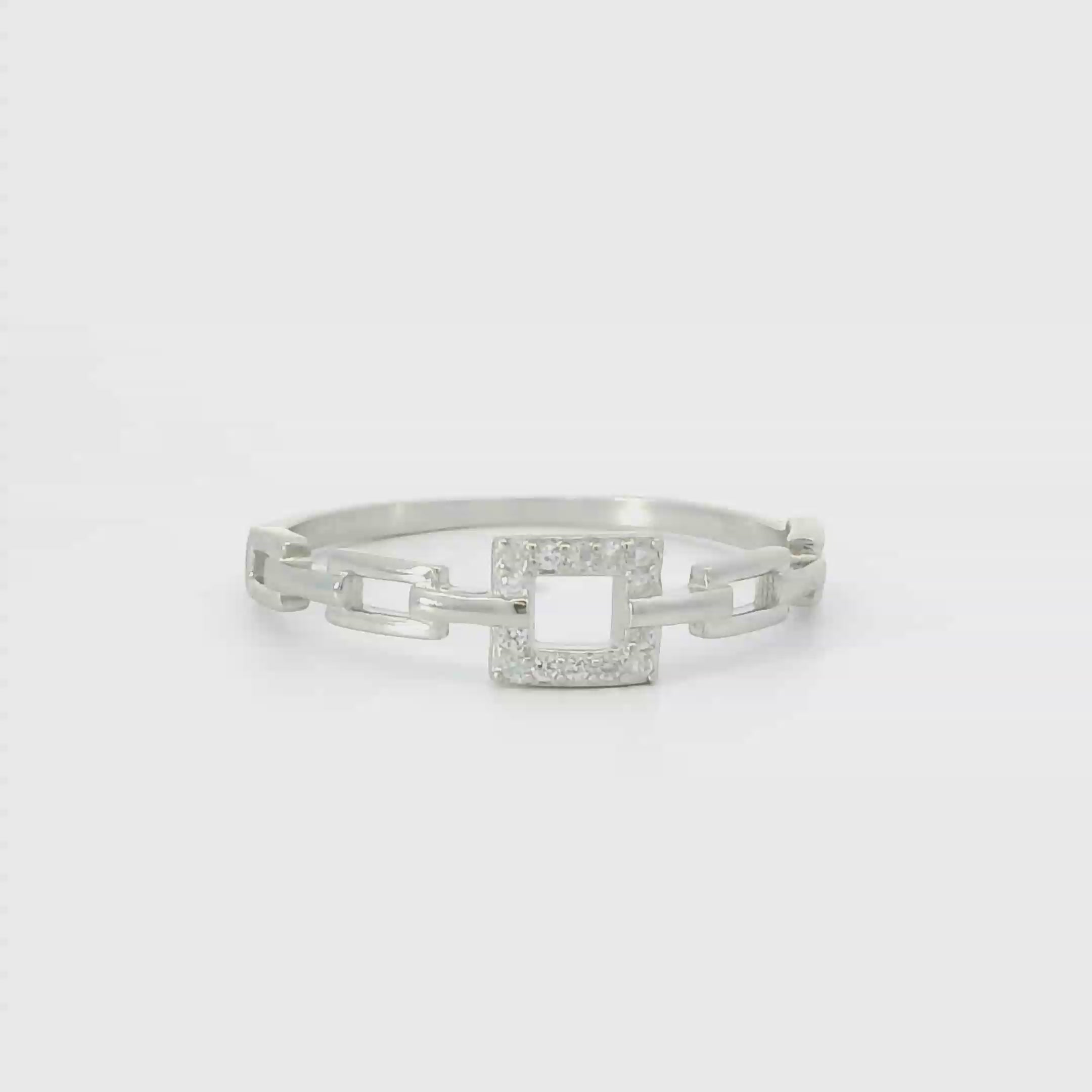 Sterling silver ring with cubic zirconia (Square)