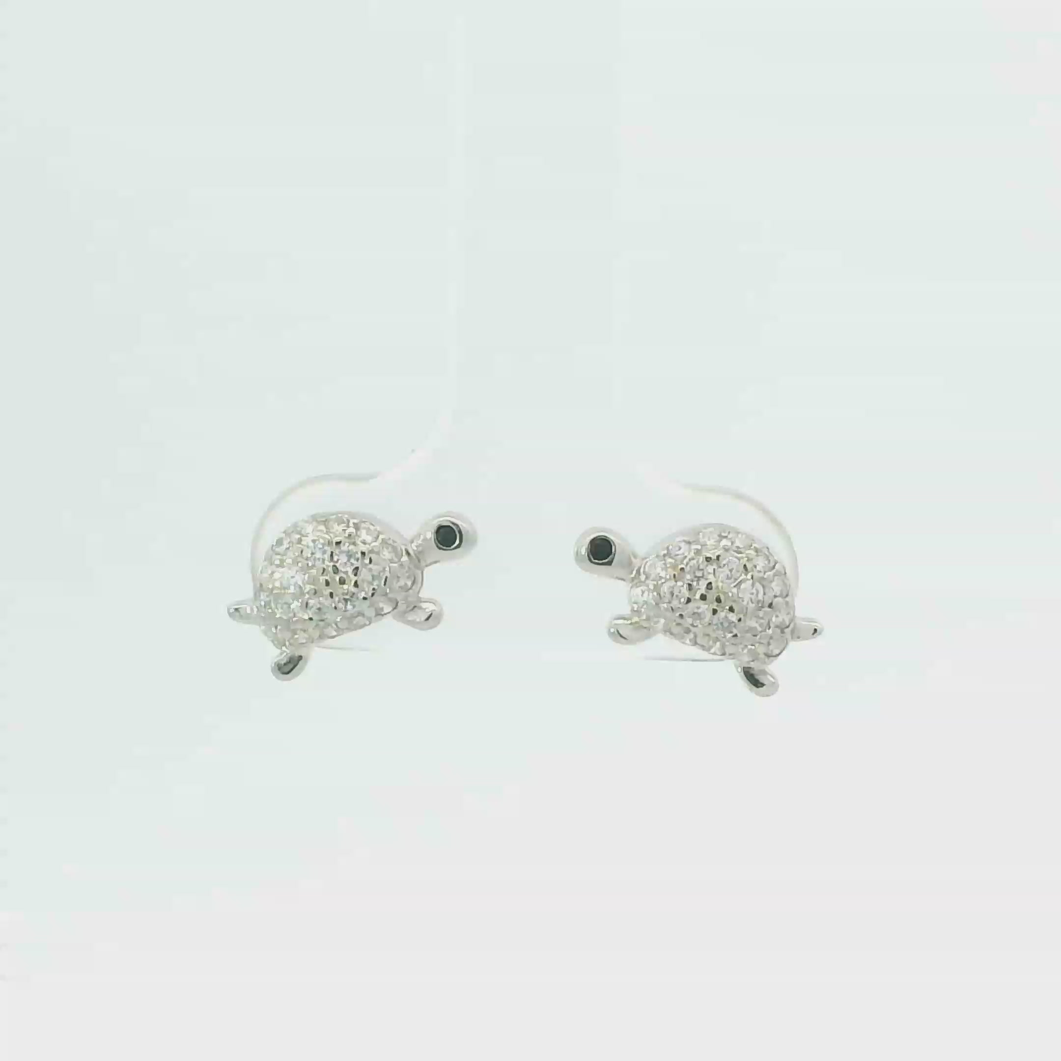 WHITE CUBIC ZIRCONIA STERLING SILVER EARRINGS (TURTLE)