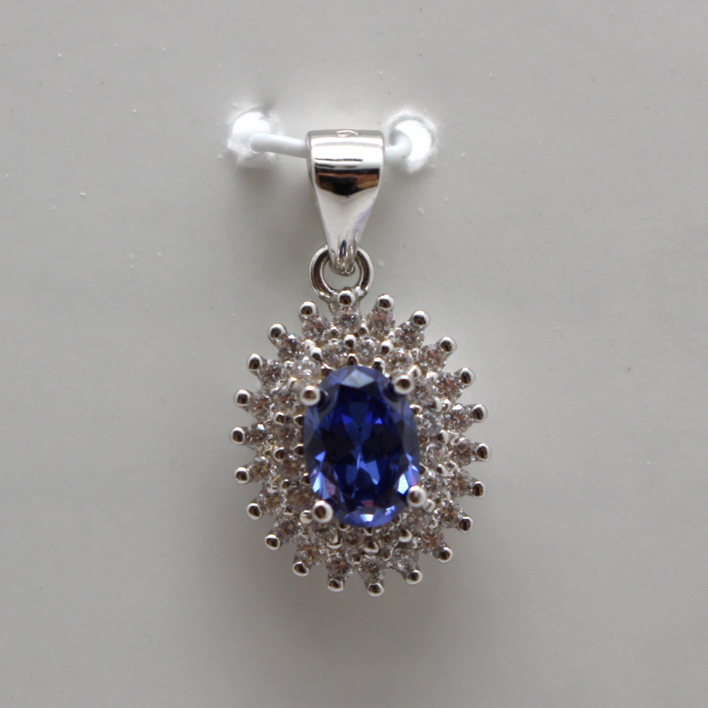 BLUE and MYSTIC TOPAZ CUBIC ZIRCONIA STERLING SILVER PENDANT (OVAL)
