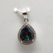 Load image into Gallery viewer, PURPLE AMETHYST,GREEN EMERALD,BLUE SAPPHIRE and MIXED CUBIC ZIRCONIA STERLING SILVER PENDANT (PEAR)