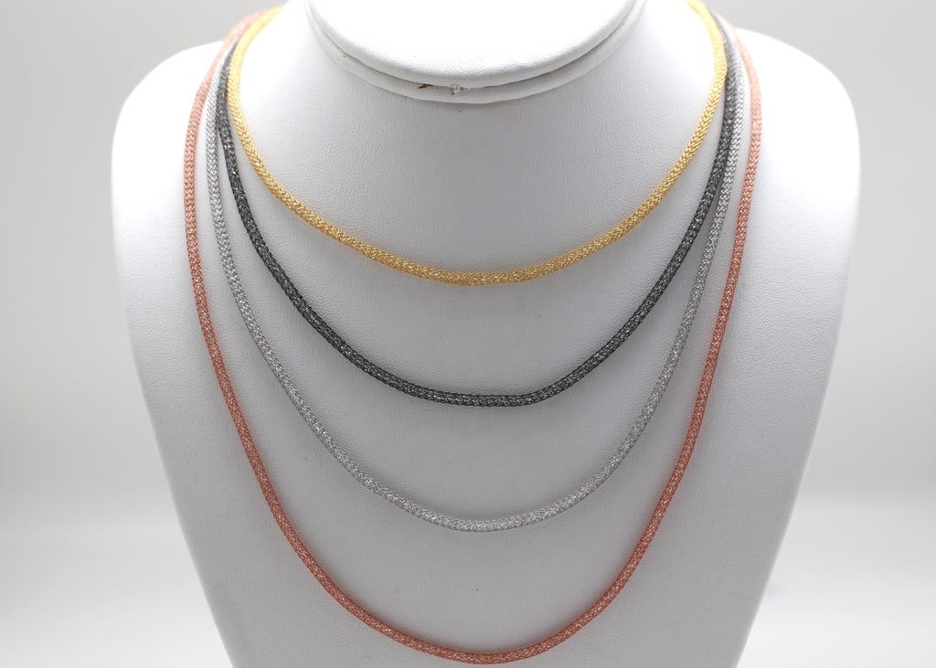 STERLING SILVER/MESH CRYSTAL NECKLACE 18inch Adjustable