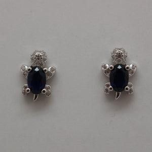 BLUE CUBIC ZIRCONIA STERLING SILVER EARRINGS (TURTLE)