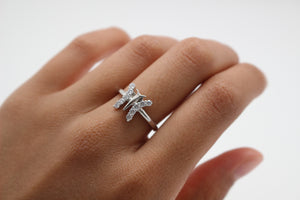 WHITE CUBIC ZIRCONIA STERLING SILVER RING (BUTTERFLY)