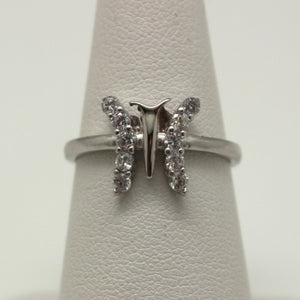 WHITE CUBIC ZIRCONIA STERLING SILVER RING (BUTTERFLY)