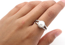 Load image into Gallery viewer, PEARL WITH CIRCLET STERLING SILVER RING (SMALL)