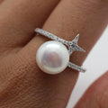 PEARL WITH CIRCLE STERLING SILVER RING