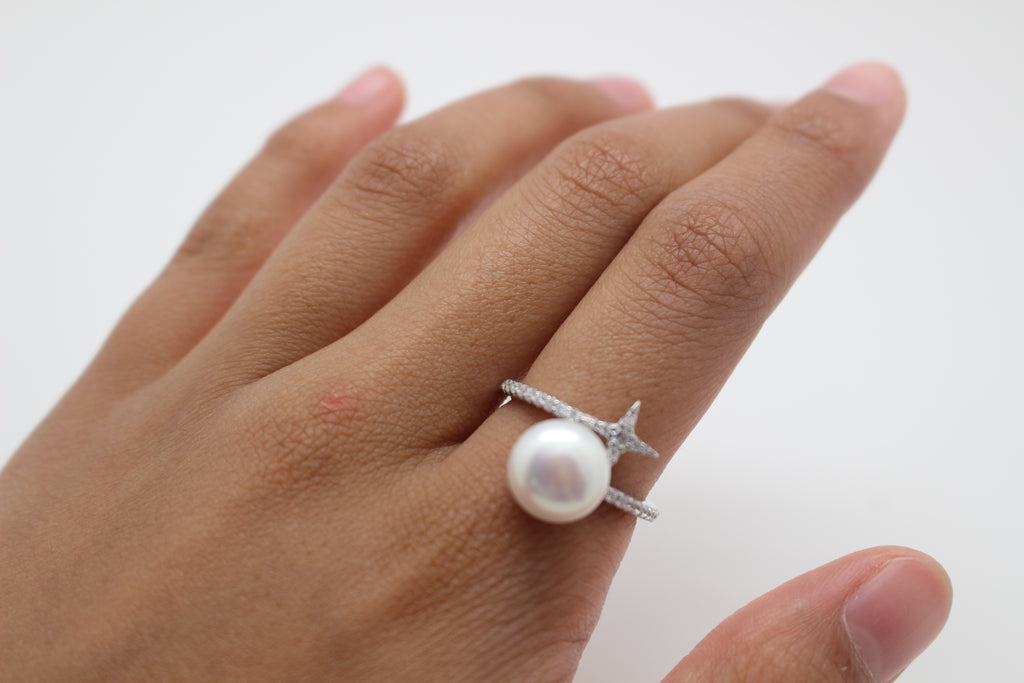 PEARL WITH CIRCLE STERLING SILVER RING
