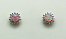 Load image into Gallery viewer, PINK LAB OPAL STERLING SILVER  EARRINGS (ROUND)