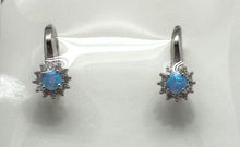 Load image into Gallery viewer, BLUE AND WHITE OPAL STERLING SILVER EARRINGS (ROUND)