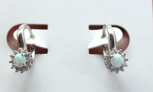 Load image into Gallery viewer, BLUE AND WHITE OPAL STERLING SILVER EARRINGS (ROUND)