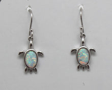 Load image into Gallery viewer, BLUE AND WHITE TURTLE OPAL STERLING SILVER EARRINGS