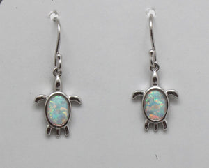 BLUE AND WHITE TURTLE OPAL STERLING SILVER EARRINGS