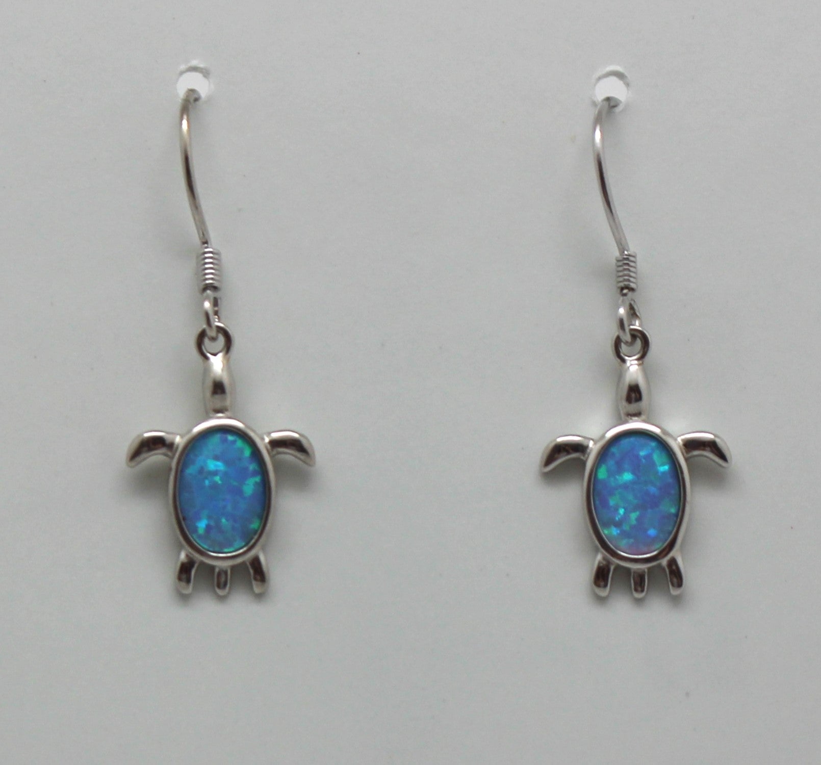 BLUE AND WHITE TURTLE OPAL STERLING SILVER EARRINGS