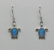 Load image into Gallery viewer, BLUE AND WHITE TURTLE OPAL STERLING SILVER EARRINGS