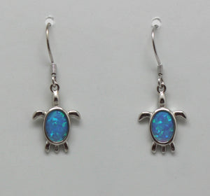 BLUE AND WHITE TURTLE OPAL STERLING SILVER EARRINGS