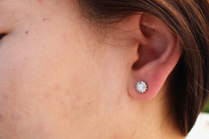 BLUE, WHITE AND PINK LAB OPAL STERLING SILVER EARRINGS