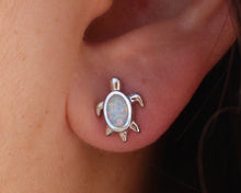 Load image into Gallery viewer, PINK , BLUE  AND WHITE OPAL STERLING SILVER EARRINGS (TURTLE)