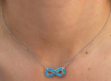 Load image into Gallery viewer, BLUE AND WHITE OPAL STERLING SILVER NECKLACE  (INFINITY)