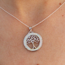 Load image into Gallery viewer, WHITE AND BLUE STERLING SILVER OPAL PENDANTS (TREE OF LIFE)