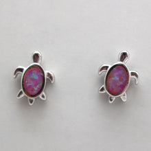 Load image into Gallery viewer, PINK , BLUE  AND WHITE OPAL STERLING SILVER EARRINGS (TURTLE)