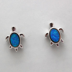 PINK , BLUE  AND WHITE OPAL STERLING SILVER EARRINGS (TURTLE)