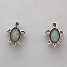 Load image into Gallery viewer, PINK , BLUE  AND WHITE OPAL STERLING SILVER EARRINGS (TURTLE)