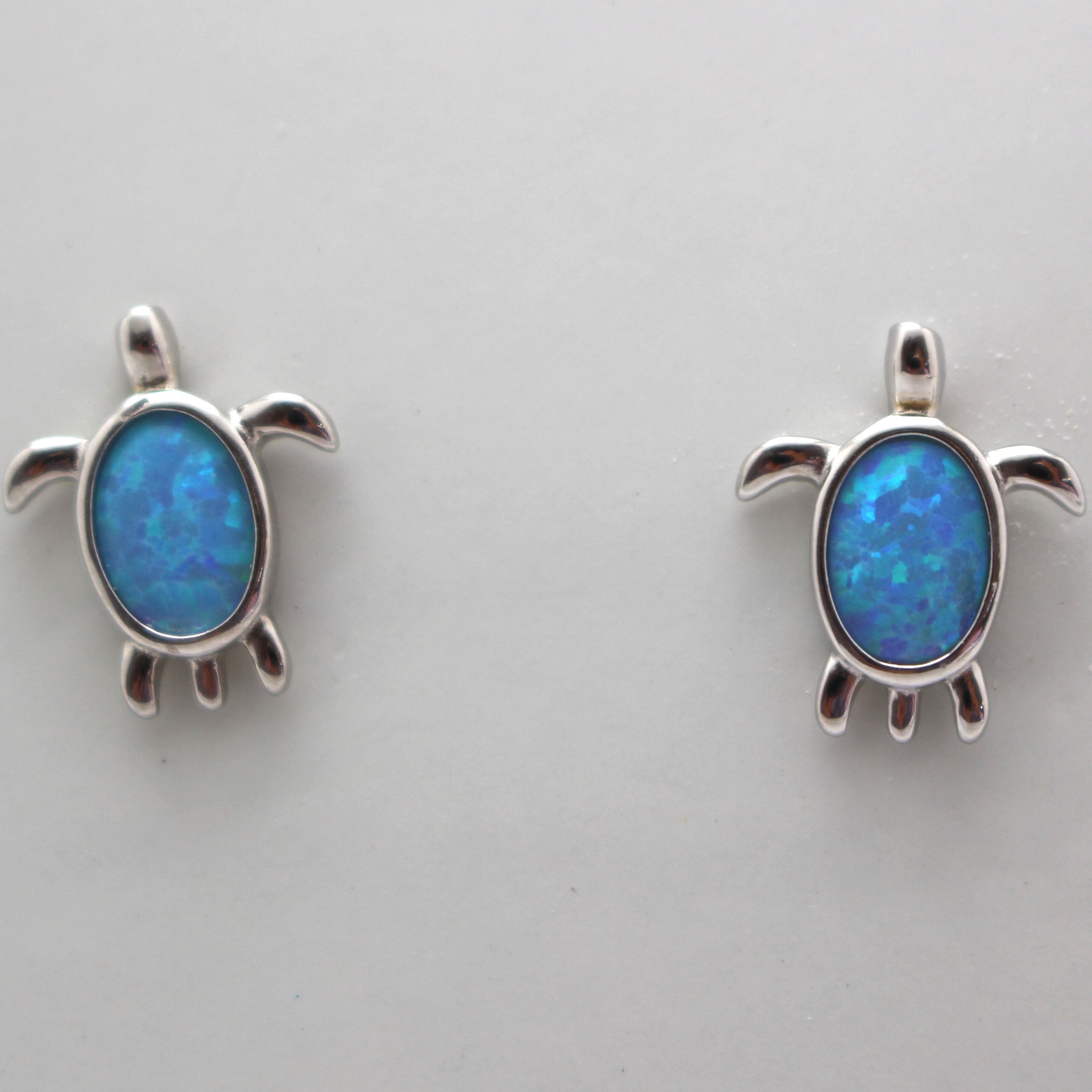 BLUE AND WHITE OPAL STERLING SILVER  EARRINGS (TURTLE)