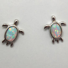 Load image into Gallery viewer, BLUE AND WHITE OPAL STERLING SILVER  EARRINGS (TURTLE)