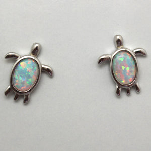 BLUE AND WHITE OPAL STERLING SILVER  EARRINGS (TURTLE)