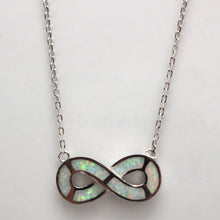 Load image into Gallery viewer, BLUE AND WHITE OPAL STERLING SILVER NECKLACE  (INFINITY)