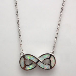 BLUE AND WHITE OPAL STERLING SILVER NECKLACE  (INFINITY)