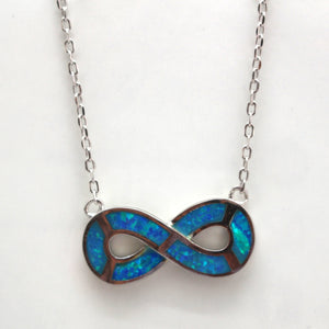 BLUE AND WHITE OPAL STERLING SILVER NECKLACE  (INFINITY)