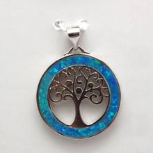 Load image into Gallery viewer, WHITE AND BLUE STERLING SILVER OPAL PENDANTS (TREE OF LIFE)