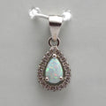 WHITE AND BLUE LAB OPAL STERLING SILVER PENDANT (PEAR)
