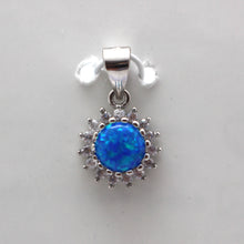 Load image into Gallery viewer, PURPLE, WHITE AND BLUE LAB OPAL STERLING SILVER PENDANT (CIRCLE)