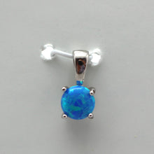 Load image into Gallery viewer, BLUE, WHITE AND PINK LAB OPAL STERLING SILVER PENDANT (ROUND)