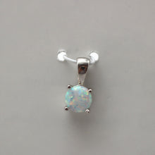 Load image into Gallery viewer, BLUE, WHITE AND PINK LAB OPAL STERLING SILVER PENDANT (ROUND)