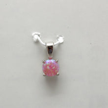 Load image into Gallery viewer, BLUE, WHITE AND PINK LAB OPAL STERLING SILVER PENDANT (ROUND)