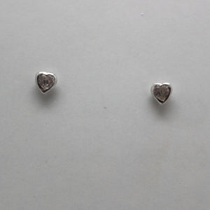 WHITE CUBIC ZIRCONIA STERLING SILVER EARRINGS (HEART)