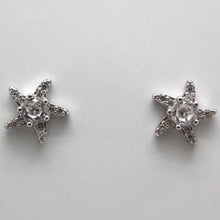 Load image into Gallery viewer, WHITE CUBIC ZIRCONIA STERLING SILVER EARRINGS (STARFISH)